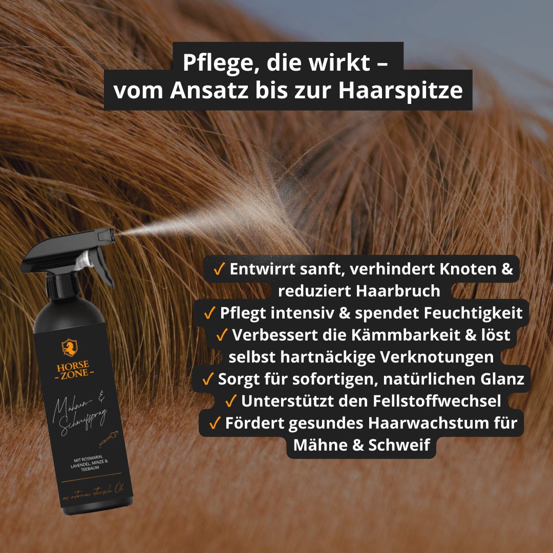 HORSE ZONE Mähnen-& Schweifspray für Pferde – mit 100 % naturreinen ätherischen Ölen
