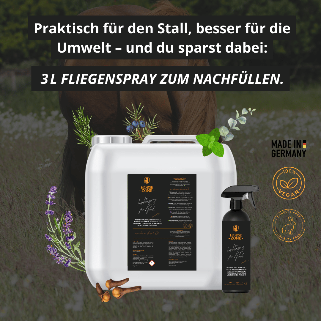 Insektenspray für Pferde – 3 L Nachfüllkanister mit 100 % naturreinen ätherischen Ölen