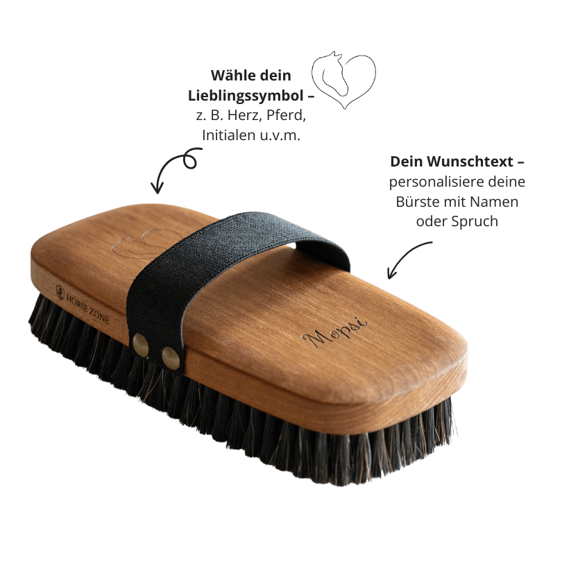 Personalisierte 2-in-1 Rosshaar Kardätsche Premium