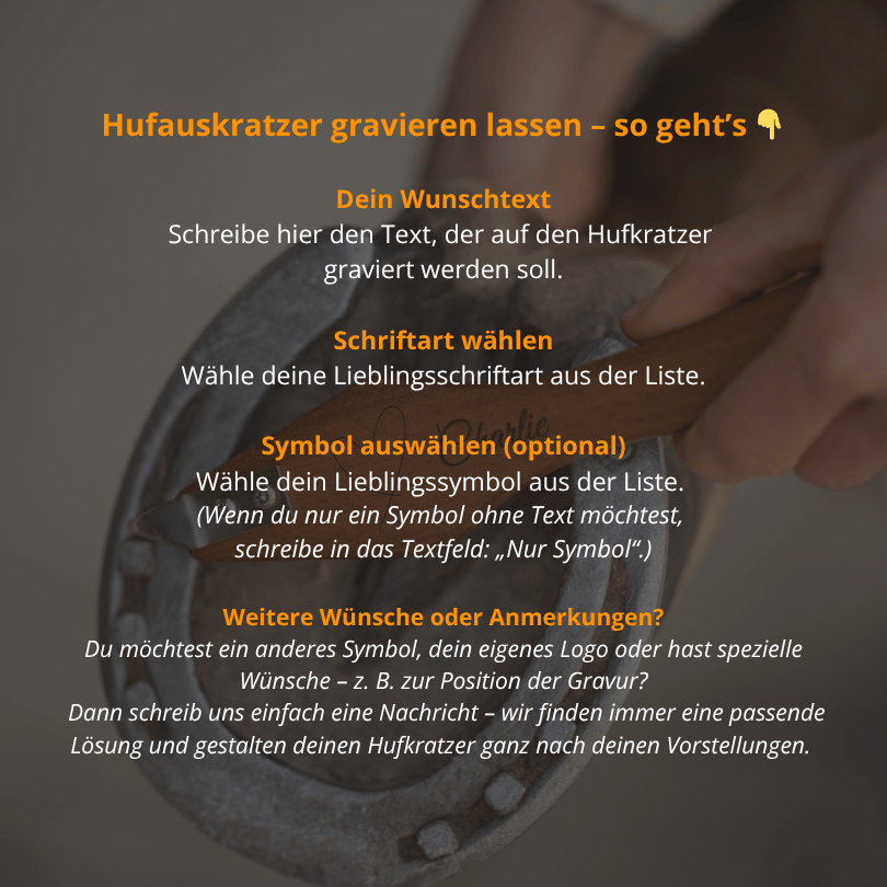 Personalisierter Hufauskratzer für Pferde